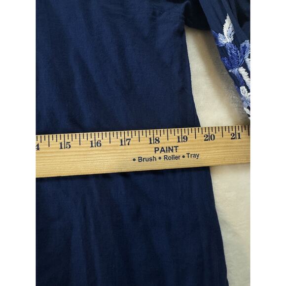 Roller Rabbit Mini Dress Size XS Navy Blue Embroidered Smocked Tassel Tunic - Picture 11 of 16